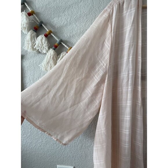 Torrid Pink Windowpane Plaid Open Front Kimono Duster Coverup Sheer Beach 3x - Picture 4 of 10
